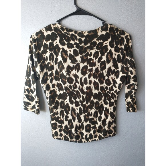 City Streets Cheetah Print 3/4 Cardigan Sweater SZ Small - Picture 3 of 8
